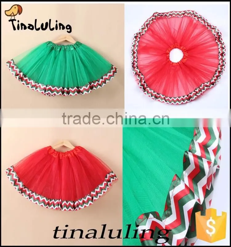 2016 latest new arrival tulle skirts kids christmas green tutus baby pettiskirts with satin ribbons