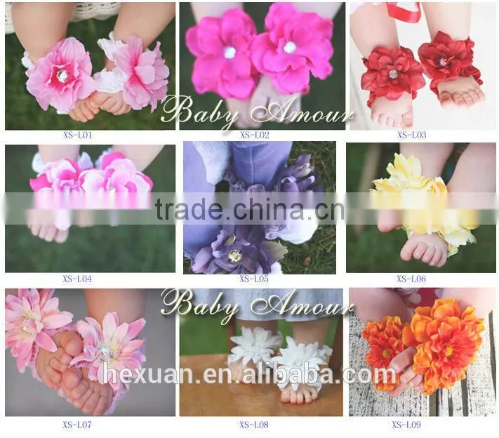 Baby girls Barefoot Sandals Shoes PVC Flower Baby PreWalker Infant Toddler Shoes For photoes