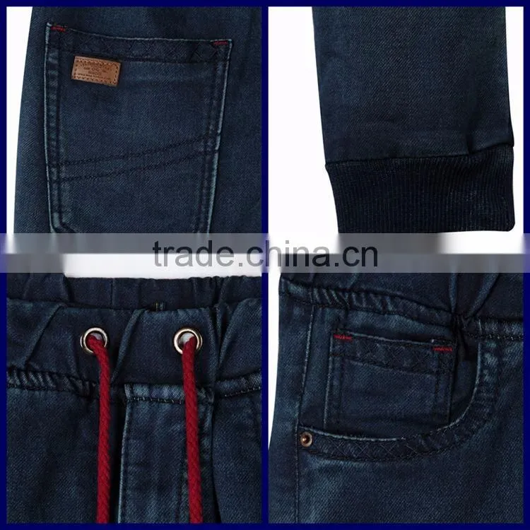 Guangzhou jeans market new model jeans pent style wholesale kids jeans with rib hem
