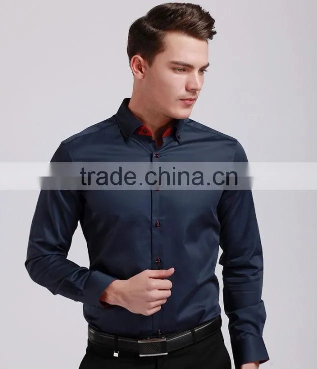 Wholesale fashion slim fit mens long sleeve dress shirts with good quality