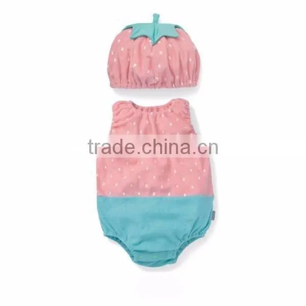 cartoon animal fruit sleeveless 100% cotton baby romper with hat