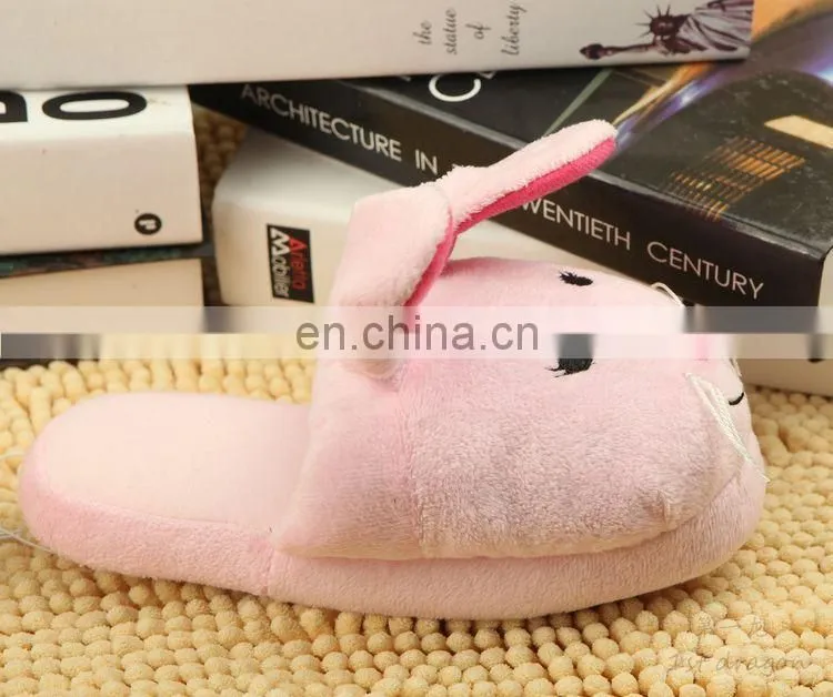 custom happy foot pink rabbit animal cartoon indoor Slippers