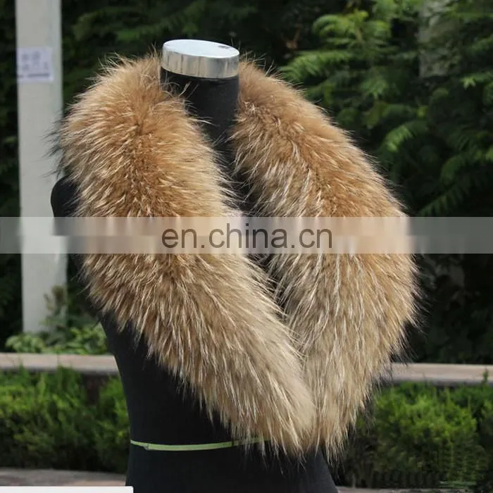 Real Raccoon Fur Collar Women`s Neck Warmers Fur Scarf Shawl