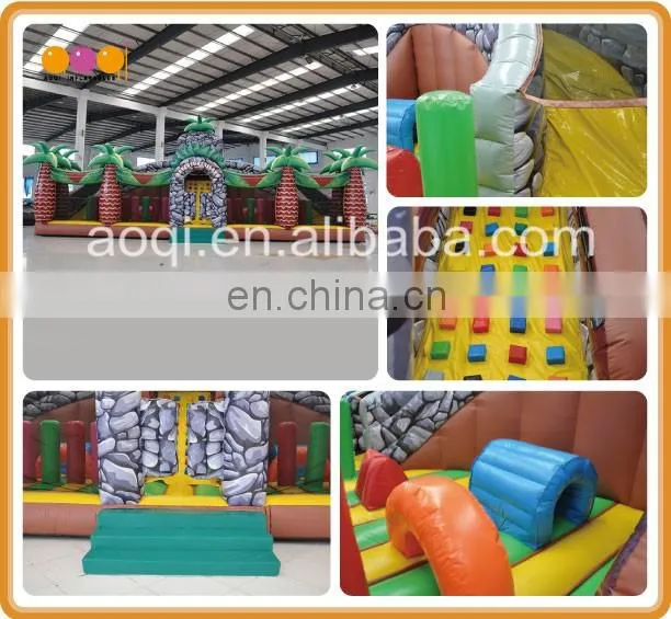 2017 AOQI design big discount inflatable adventure island dinosaur inflatable play land combos for child