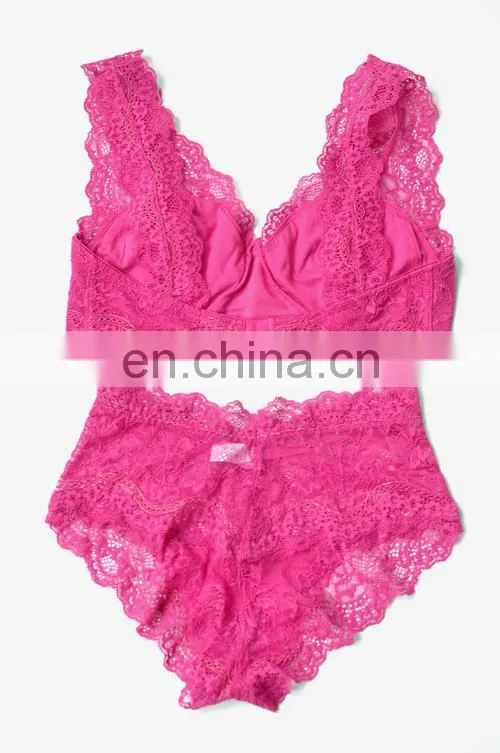 multi color transparent full lace bra panty set