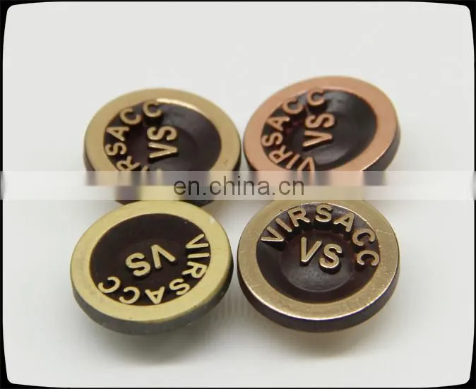 whole sales fancy custom metal embossed logo button for jeans