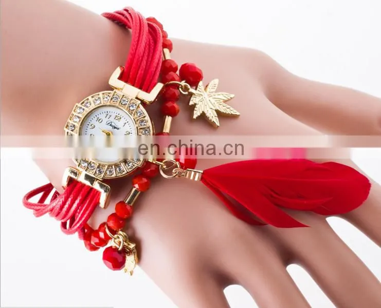 hot selling butterfly wrap leather Bracelet watch with crystals quartz watch crystal leather wrap bracelets gifts for her