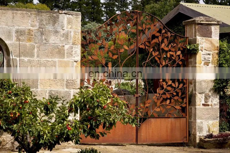 corten steel villas metal fencing gate for backyard