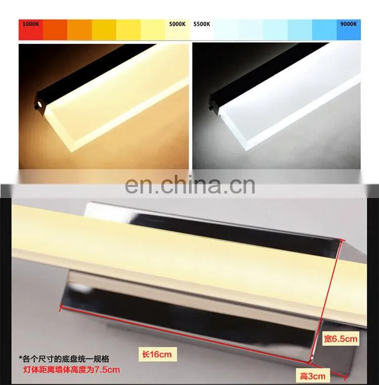 modern Mirror Light fashion hotel bathroom LED wall lamp stainless steel lights