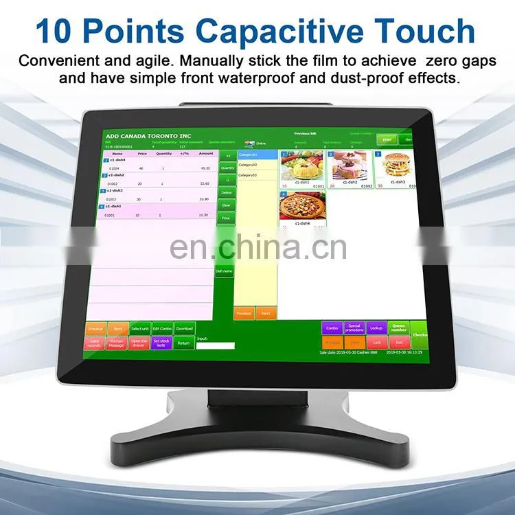 Touch Screen Pos System Cash Register Terminal Machine Dual Screen All In One i5 VFD Customer Display