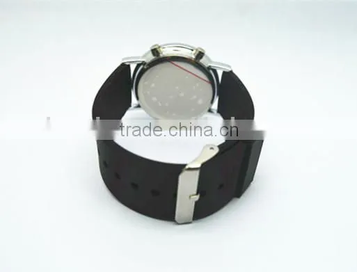 Mirror face led watch for young women with silicone band, roll ball led lights,alloy watch case