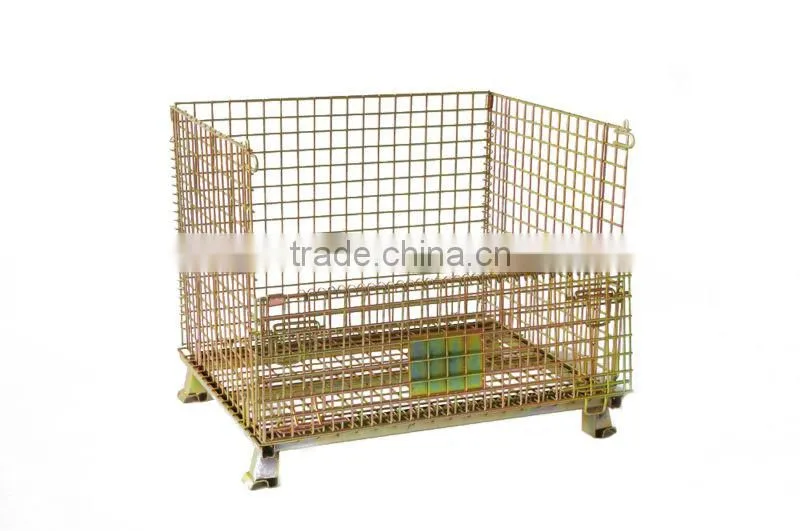 Welding collapsible warehouse storage metal pallet size steel container