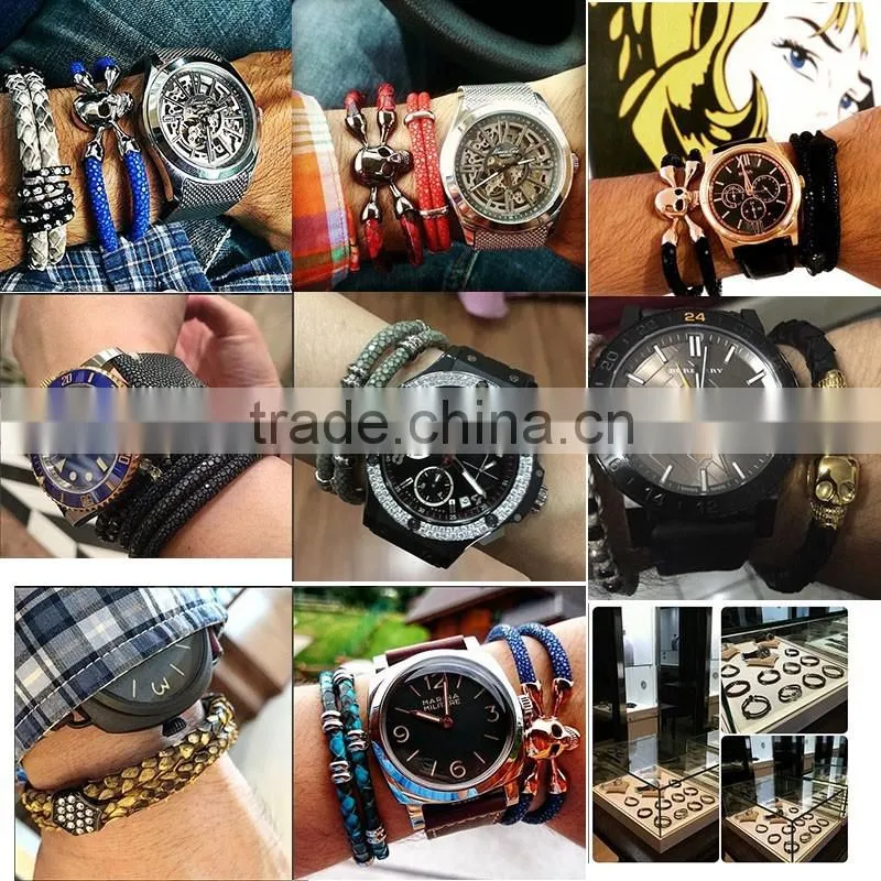 Fashion Jewelry High Quality Handmade Wrap Bracelet 316l Stainless Steel Bracelet Popular Men Anchor Bracelet