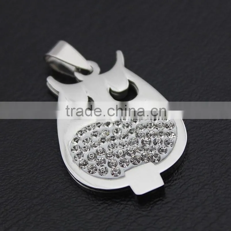 New stylish high quality stainless steel diamond OWL pendant necklace wholesale