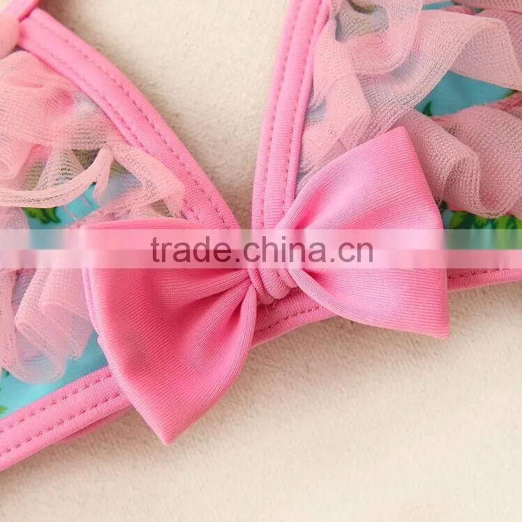 The new item of flowers printed baby swimsuit with laces which is the most popular in 2015,girls swimwear,kids swimwears