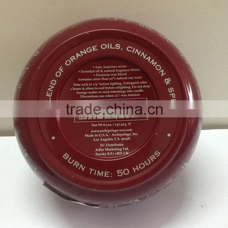 Round aromatherapy candles in tin wholesale/ tin candle/ glass candle with custom printing logo
