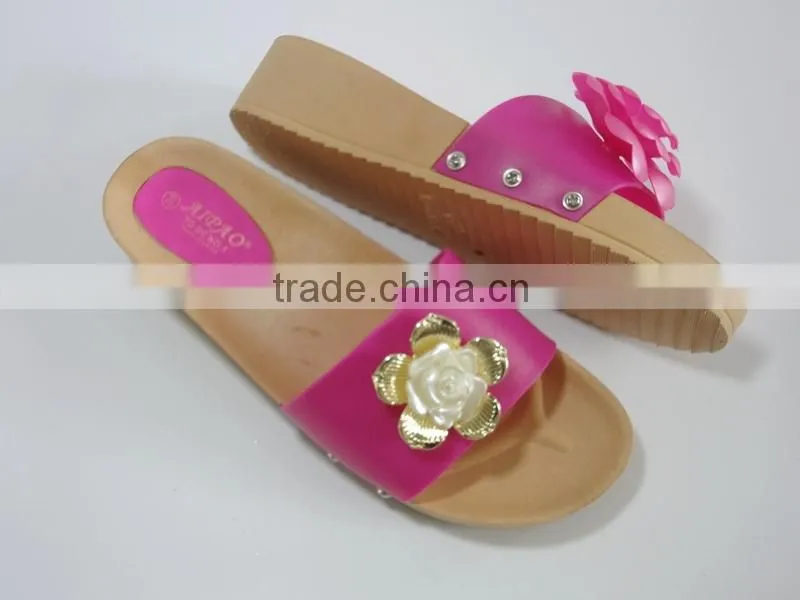 2015 New Design Design High Heel Flower women PCU Slippers