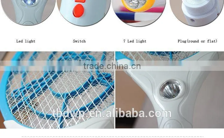 Mosquito racket manufactory rechargeable mosquito swatter with torch TB2012