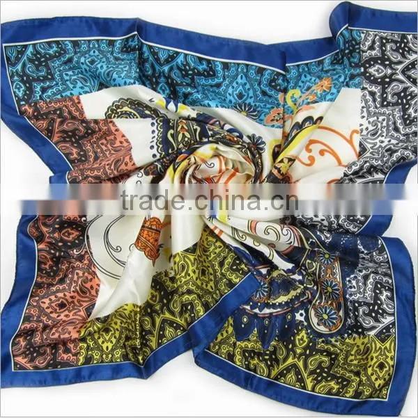 promotional most beautiful lady quare silk colorful shred scarf