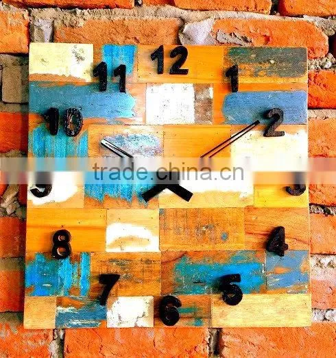 MHOME vintage wood wall square clock