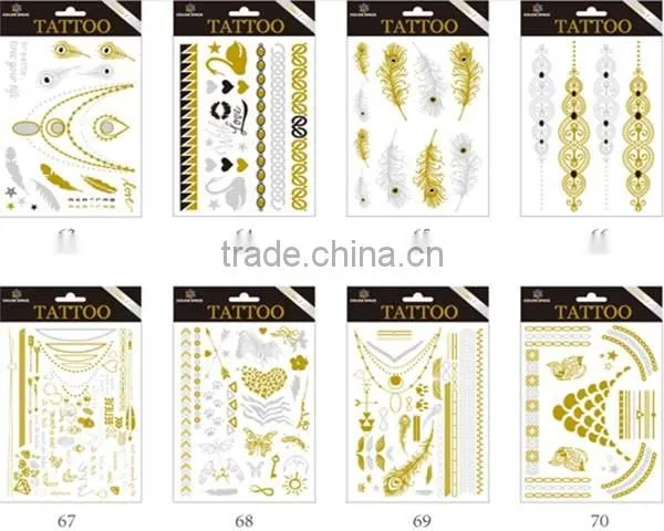 Metallic Gold Silver Black Jewelry Temporary Bling Tattoo
