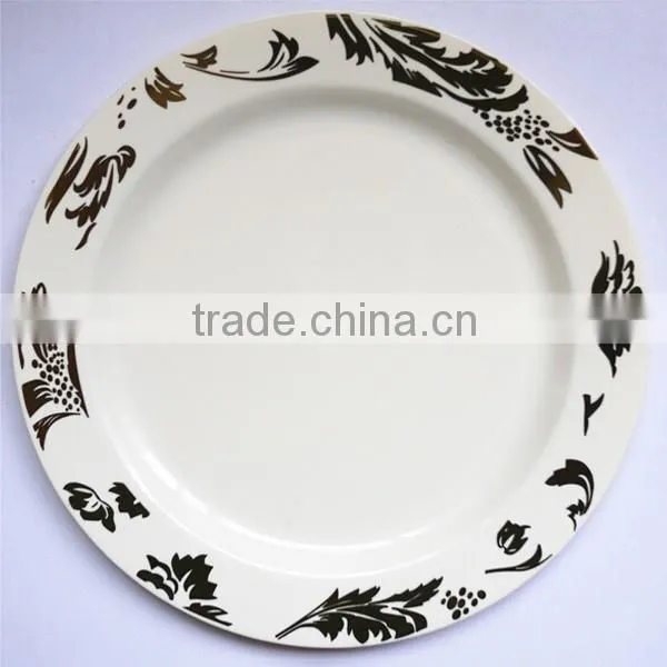 10 Pack -White with Silver Round Disposable Plastic Plate