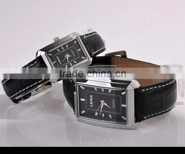 Stainless steel Automatic Leather Strap Lovers Wrist Watch