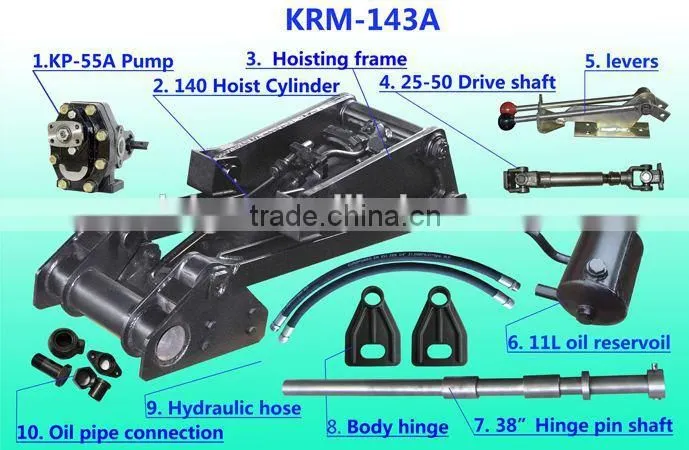 Indonesia style KRM143/167 auto chassis dump truck hydraulic hoist