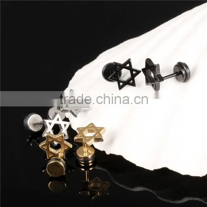 jewellery fashion design 2016 new stainless steel star men earring