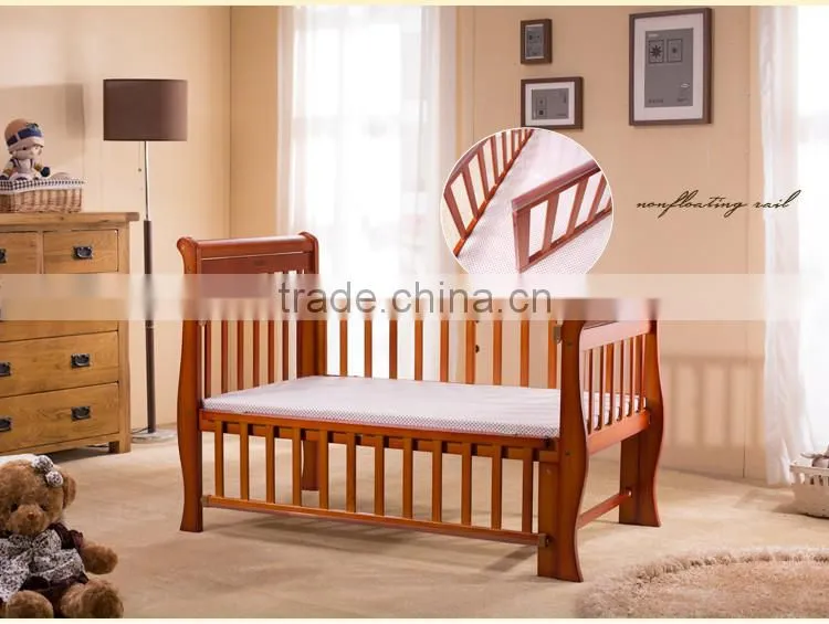 Multipurposes Wooden Baby Crib With Wheels Solid Wood Baby Cribs