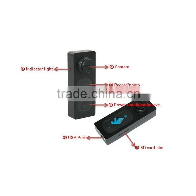 mini hidden Button Camera for T-shirt with 640*480 resolution, 30fps JVE-3302