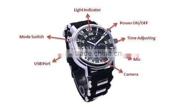Fashionable 4 in 1 watch cam 32gb recording watch, 720p mini dvr recording watch, voice recorder dvr watch Max 32gb JVE-3105G-9