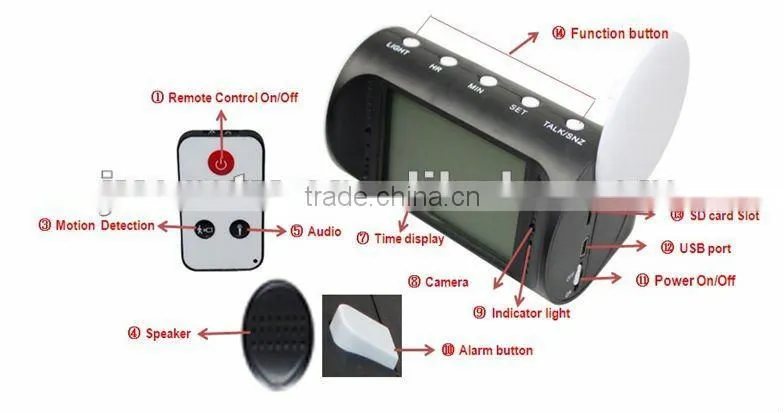 Hot clock camera JVE-3311F-1 remote control clock camera