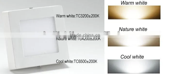 White surface mounted square dimmable led lights 6W 80lm/w white trim SMD