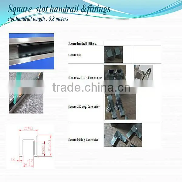 glass balcony railing stainless steel mini top rail / handrail slot