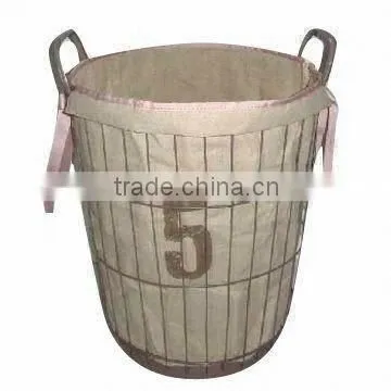 112119X-L Metal wire laundry basket w/jute liner
