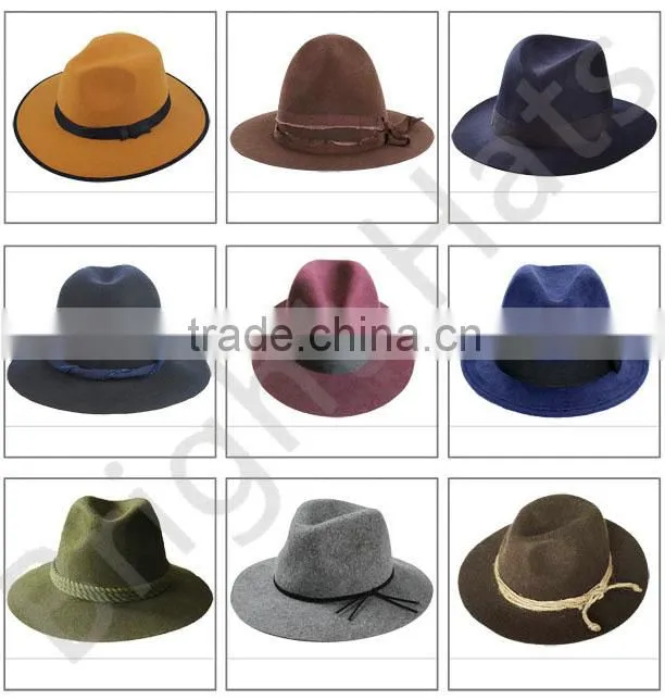 100% Wool Felt Hat Fashion Custom Wool Felt Fedora Hat