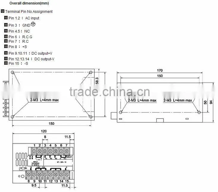 CNGAD 500W 12V 40A Power Supply Switching(12v switching power supply,switching mode power supply)(SP-500-12)