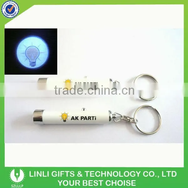 Brand Name Logo Led Light Keyring Projector Torch