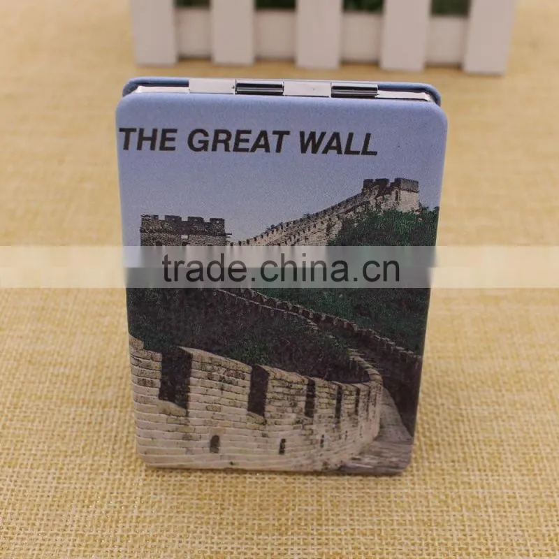 Leather mirror pocket/rectangle pocket mirror/ pu compact mirror with great wall promotion