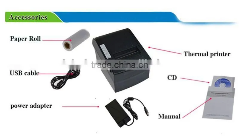 80mm thermal receipt printer with auto-cutter/Serial+USB+Ethernet thermal pos printer