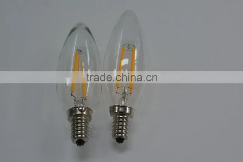 360 degree 4w CE ROHS UL E14 E12 E27 B22 candle bulb led incandescent filament for lamp