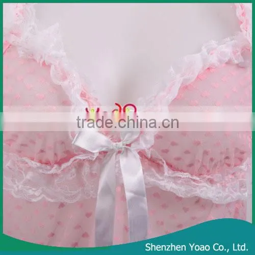 Young Girl Sexy Sleeping Dress with T-Back Pink