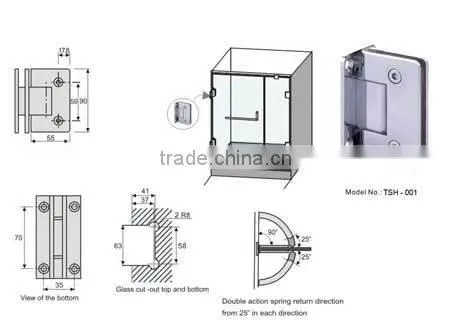 Chrome Hardware Frameless Shower Door 3/8" Clear Glass