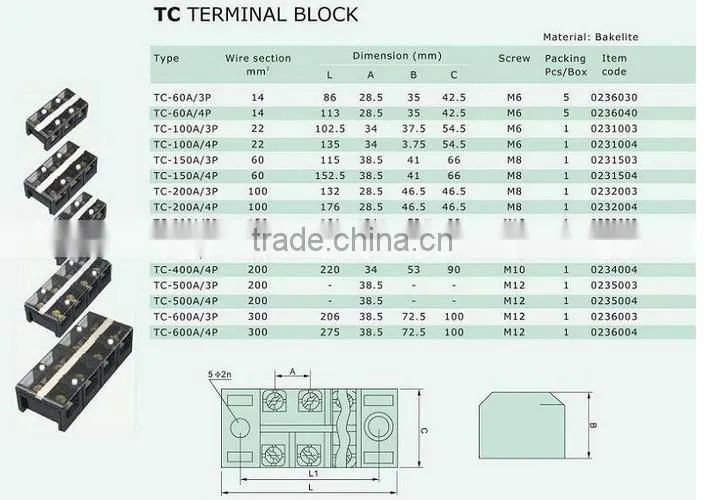 Stationary big electric current terminal block XTB7-4506/TB-4506