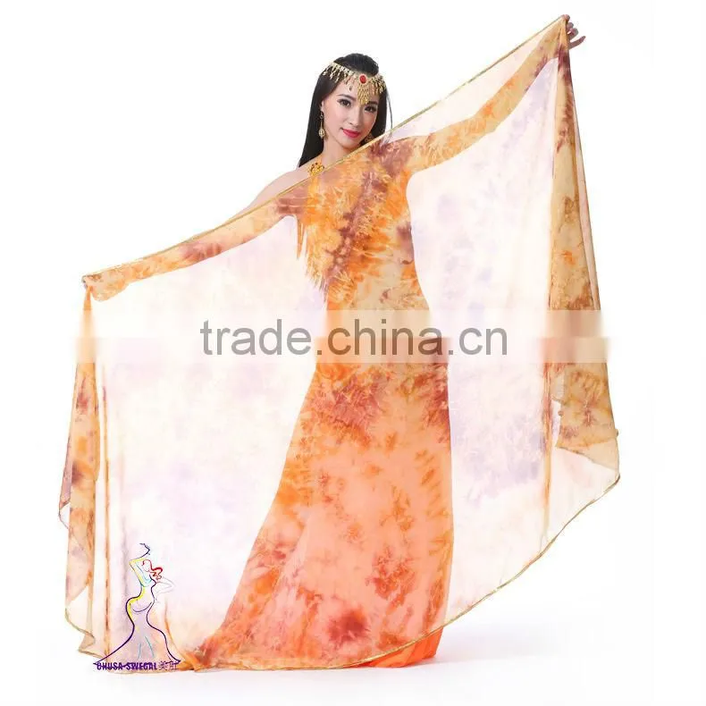 SWEGAL belly dance 100% silk veil fans SGBDD14008