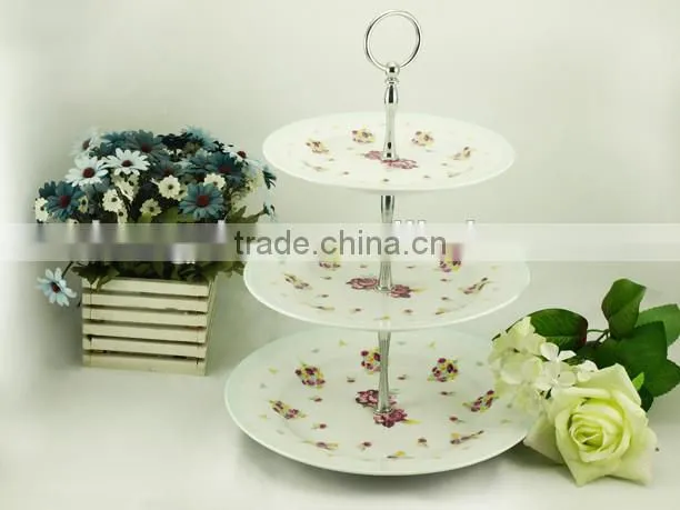 White round porcelain/ceramic three-layer plate