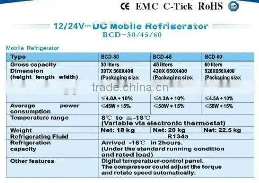 Solar 12v 24v DC Compressor Refrigerator car refrigerator