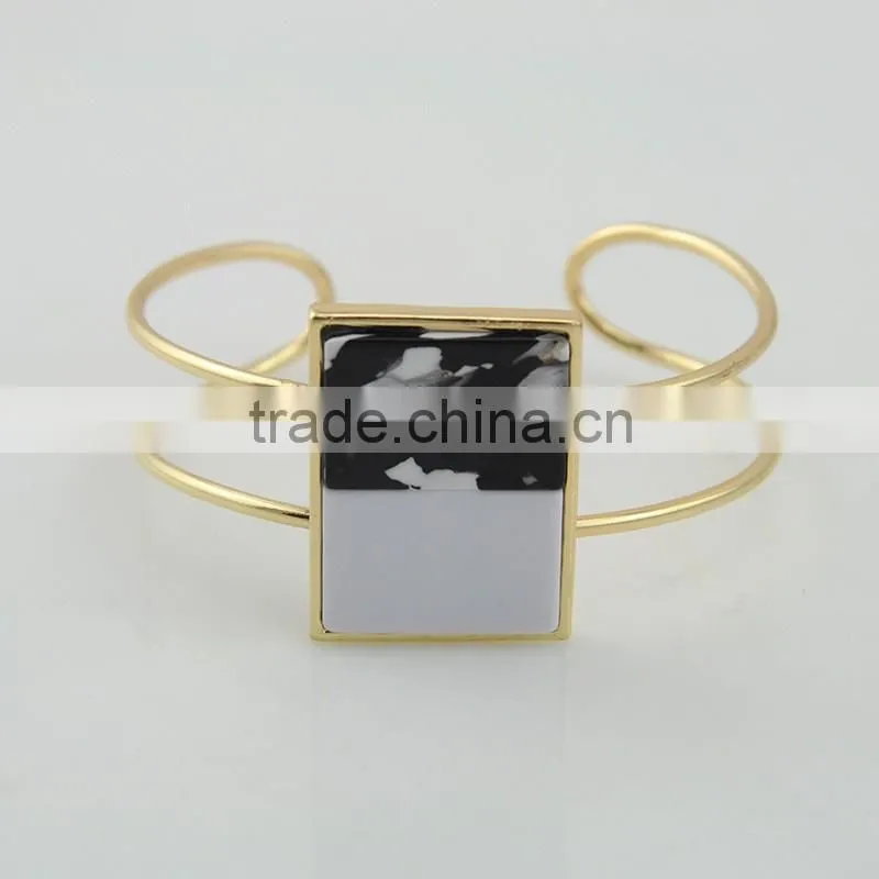 Fashion woman style gold plating multi-ply alloy bracelets bangles with natural stone bracelet