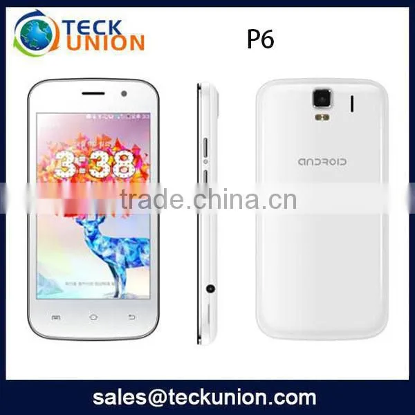 4inch mobile phone MTK6572 P6 dual camera android4.4 3G smart phone